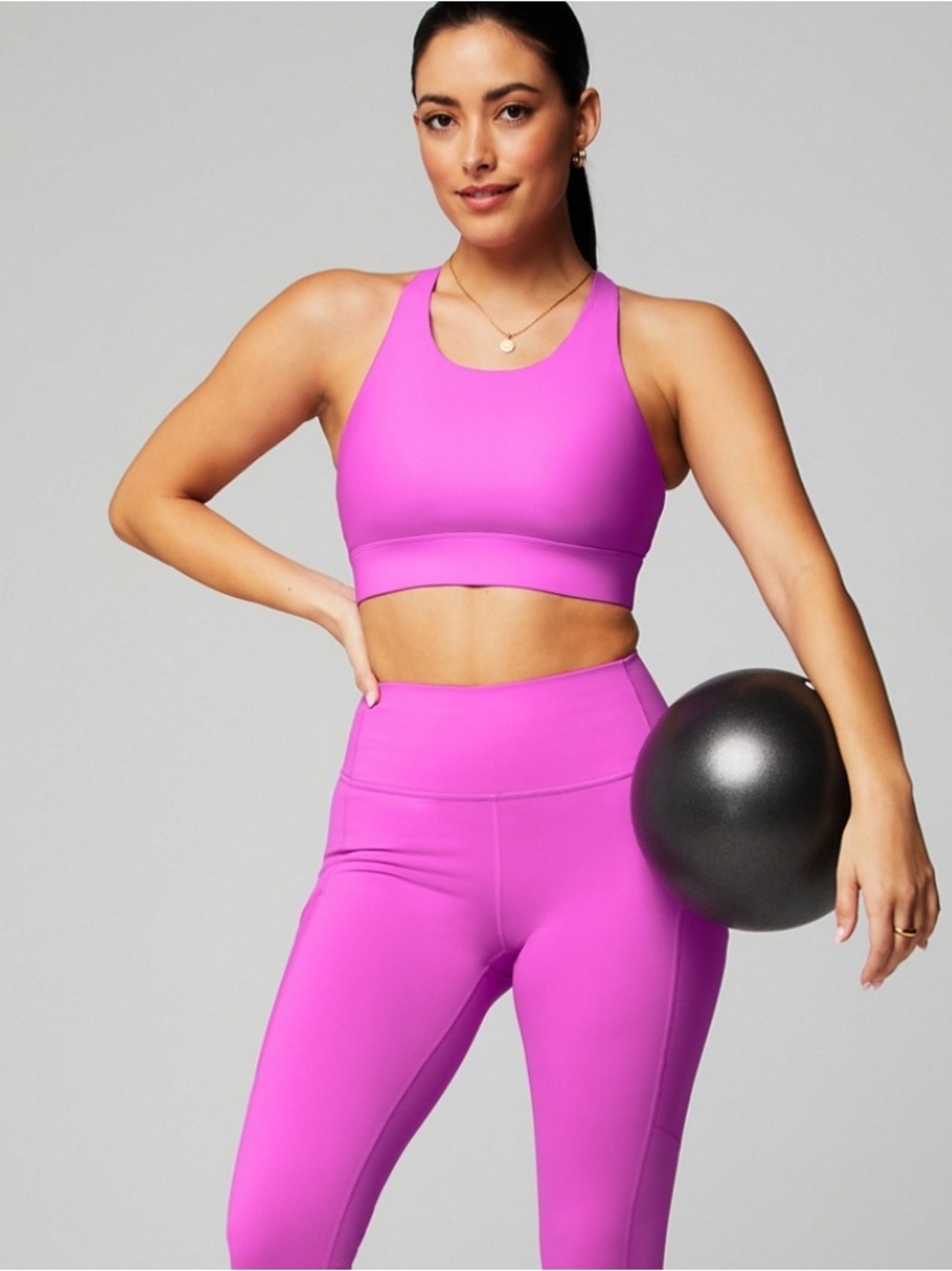 Fabletics Bright Pink Racerback Sports Bralette